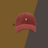 Men's And Women's Identical Embroidered Number 7 Distressed Washed Adjustable All-white Casual Minimalist Retro Baseball Cap Suitable For Daily Outings And Commuting Outfits