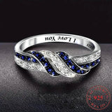 Sparkling Blue Cubic Zirconia Infinity Love Ring – 925 Sterling Silver