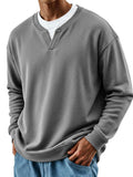 Mens Patchwork Mock Two-Piece Crew-Neck Long-Sleeve Top