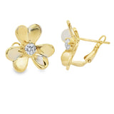 Cubic Zirconia Flower Earrings Sterling Silver