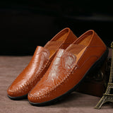 Men's Casual Leather Shoes Lightweight And Versatile British-style Round Toe
