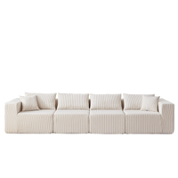 104-Inch Corduroy Modular L Shaped Sectional Sofa,Luxury Floor Couch Set,Upholstered Indoor Furniture,Foam-Filled Compressed Sofa for Living Room,Bedroom,4 PC Free Combination
