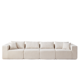 104-Inch Corduroy Modular L Shaped Sectional Sofa,Luxury Floor Couch Set,Upholstered Indoor Furniture,Foam-Filled Compressed Sofa for Living Room,Bedroom,4 PC Free Combination