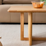 Natural Rubber Wood and Solid Wood Minimalist Coffee Table