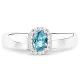 0.68 Carat Genuine Blue Zircon and White Zircon .925 Sterling Silver Ring