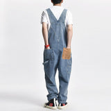 Retro Mens Distressed Denim Casual Suspender Overalls