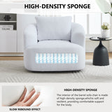 360° Swivel Round Upholstered Comfy Chair With One Soft Pillow, Teddy Fleece High-Resilience Sponge Single Sofa, No Assembly for Living Room, Bedroom, Apartment, White