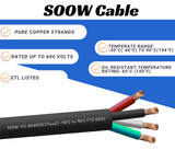 8/4 SOOW Cable Cord Wire - 8 Gauge 8 AWG 4 Conductor 600V Portable Power Extension Cord Cable with Ultra Flexible Insulation Jacket