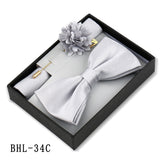 Mens Bow Tie, Pocket Square, And Brooch Gift Set