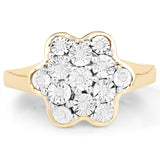 14K Yellow Gold Plated 0.07 Carat Genuine White Diamond .925 Sterling Silver Ring