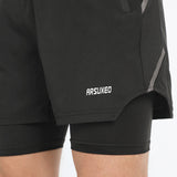Mens Fitness Sweatpants With Liner Quick-Drying And Breathable Running Shorts