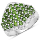 2.41 Carat Genuine Chrome Diopside and White Topaz .925 Sterling Silver Ring