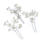 Inc 3-Pc. Silver-Tone Imitation-Pearl Flower Hair Pin Set