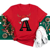 Red Loose T-Shirt Top With A Christmas Party Aesthetic