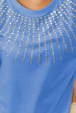 BiBi Rhinestone Beaded Short Sleeve Top