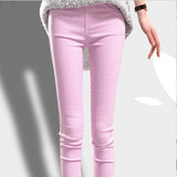 Outerwear Stretchy Elastic-waist Colorful Pencil Pants