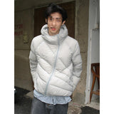 Mens Winter Thickened Warm Loose-Fit Coat With Diagonal Zipper