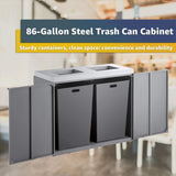 86-Gallon Heavy-Duty Commercial Steel Two-Stream Trash Can Cabinet (SAK74623)