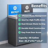 86-Gallon Heavy-Duty Commercial Steel Two-Stream Trash Can Cabinet With Panel (SAK73108)