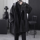 Quilted Hooded Jacket Mens Mid-Length Wool Coat