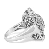 Sterling Silver 1.0 Cttw Diamond Celtic Knot Cocktail Ring