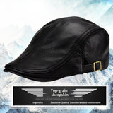Mens Thin Korean-Style Leather Hat For Autumn And Winter Perfect For Middle-Aged And Older Gentlemen