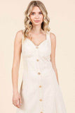 Mittoshop Stretch Twill Decor Button Sleeveless Midi Dress