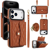 Phone Case Protective Leather Cover Crossbody Shoulder Strap Quilted Chanel-style