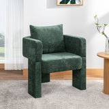Modern 3-Leg Chenille Accent Chair with Ergonomic Arms & Removable Pillow