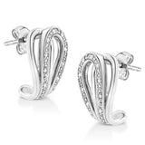 .925 Sterling Silver Pave-Set Diamond Accent Horseshoe Hoop Earring (I-J Color, I1-I2 Clarity)