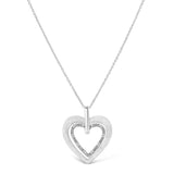 .925 Sterling Silver Prong-Set Diamond Accent Double Heart 18" Pendant Necklace (I-J Color, I1-I2 Clarity)