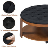Modern Large Round Ottoman and Coffee Table 2-Tier