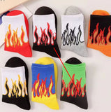 Best-selling Street-style Influencer Fashion Brand Flame-patterned Mid-calf Socks