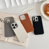 New Arrival Phone Case Best-selling Plain Leather Case In Solid Color