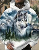 Mens Casual Loose-Fit Printed Hoodie Top