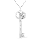 .925 Sterling Silver Diamond Accent Virgo Zodiac Key 18" Pendant Necklace (K-L Color, I1-I2 Clarity)