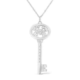 .925 Sterling Silver Diamond Accent Virgo Zodiac Key 18" Pendant Necklace (K-L Color, I1-I2 Clarity)