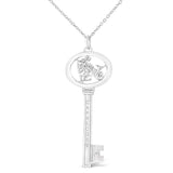 .925 Sterling Silver Diamond Accent Virgo Zodiac Key 18" Pendant Necklace (K-L Color, I1-I2 Clarity)