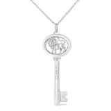 .925 Sterling Silver Diamond Accent Virgo Zodiac Key 18" Pendant Necklace (K-L Color, I1-I2 Clarity)