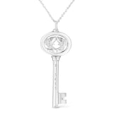 .925 Sterling Silver Diamond Accent Virgo Zodiac Key 18" Pendant Necklace (K-L Color, I1-I2 Clarity)