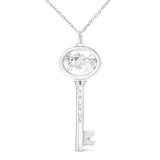 .925 Sterling Silver Diamond Accent Virgo Zodiac Key 18" Pendant Necklace (K-L Color, I1-I2 Clarity)