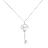 .925 Sterling Silver Diamond Accent Virgo Zodiac Key 18" Pendant Necklace (K-L Color, I1-I2 Clarity)