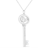 .925 Sterling Silver Diamond Accent Virgo Zodiac Key 18" Pendant Necklace (K-L Color, I1-I2 Clarity)
