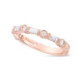 14K Rose Gold 3/8 Cttw Baguette and Round Diamond Bridal Band - (H-I Color, VS1-VS2 Clarity) - Size 6.75