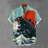 Animal-print Mens Shirt Summer Casual Short Sleeves