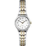Timex Womens Easy Reader 25mm Watch – Silver-Tone Case White Dial with Two-Tone Expansion Band