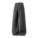 Wool Straight-leg Loose Pleated Casual Pants Thickened Long Trousers For Men