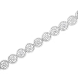14K Rose Gold Over .925 Sterling Silver 1/4 Cttw Diamond 7" Open Circle Wheel Link Tennis Bracelet (I-J Color, I2-I3 Clarity)