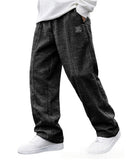 Mens Casual Embroidered-logo Drawstring Loose-fit Elastic-waist Pants With Pockets
