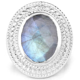 7.00 Carat Genuine Labradorite .925 Sterling Silver Ring